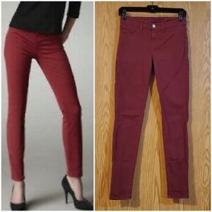 J Brand Balsamine maroon skinny leg jeans stretch cotton size 26 style 812K120